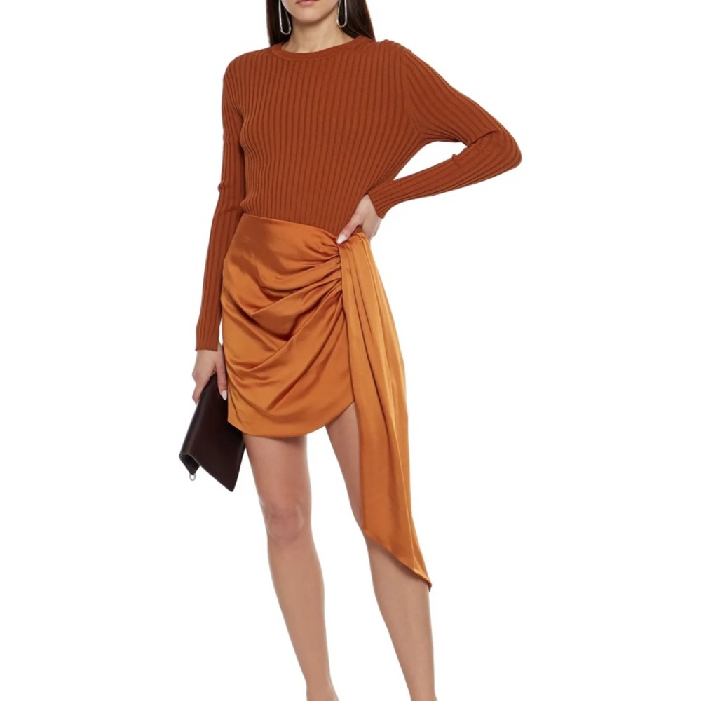 JONATHAN SIMKHAI
Mae draped satin-crepe mini skirt